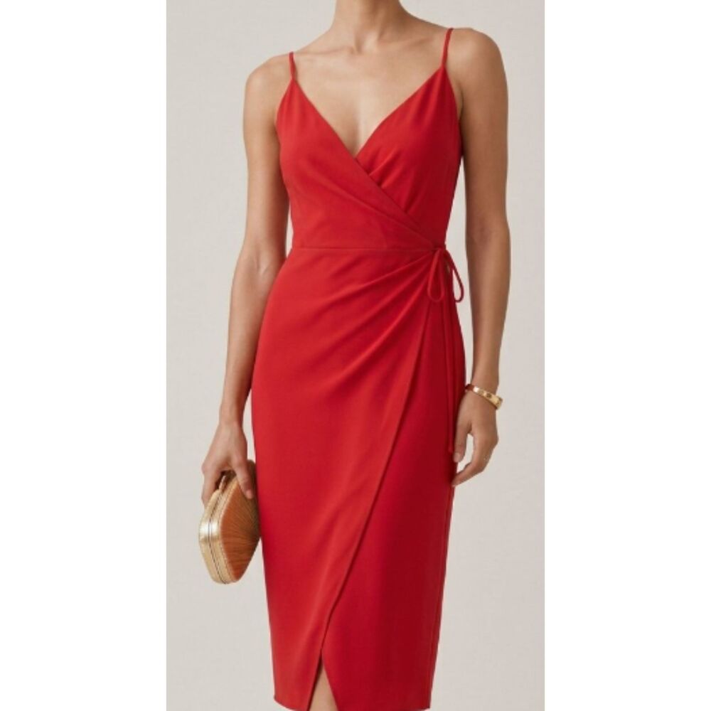 Aritzia Babaton Neval Wrap Dress Flame Scarlet Red Size S NWT